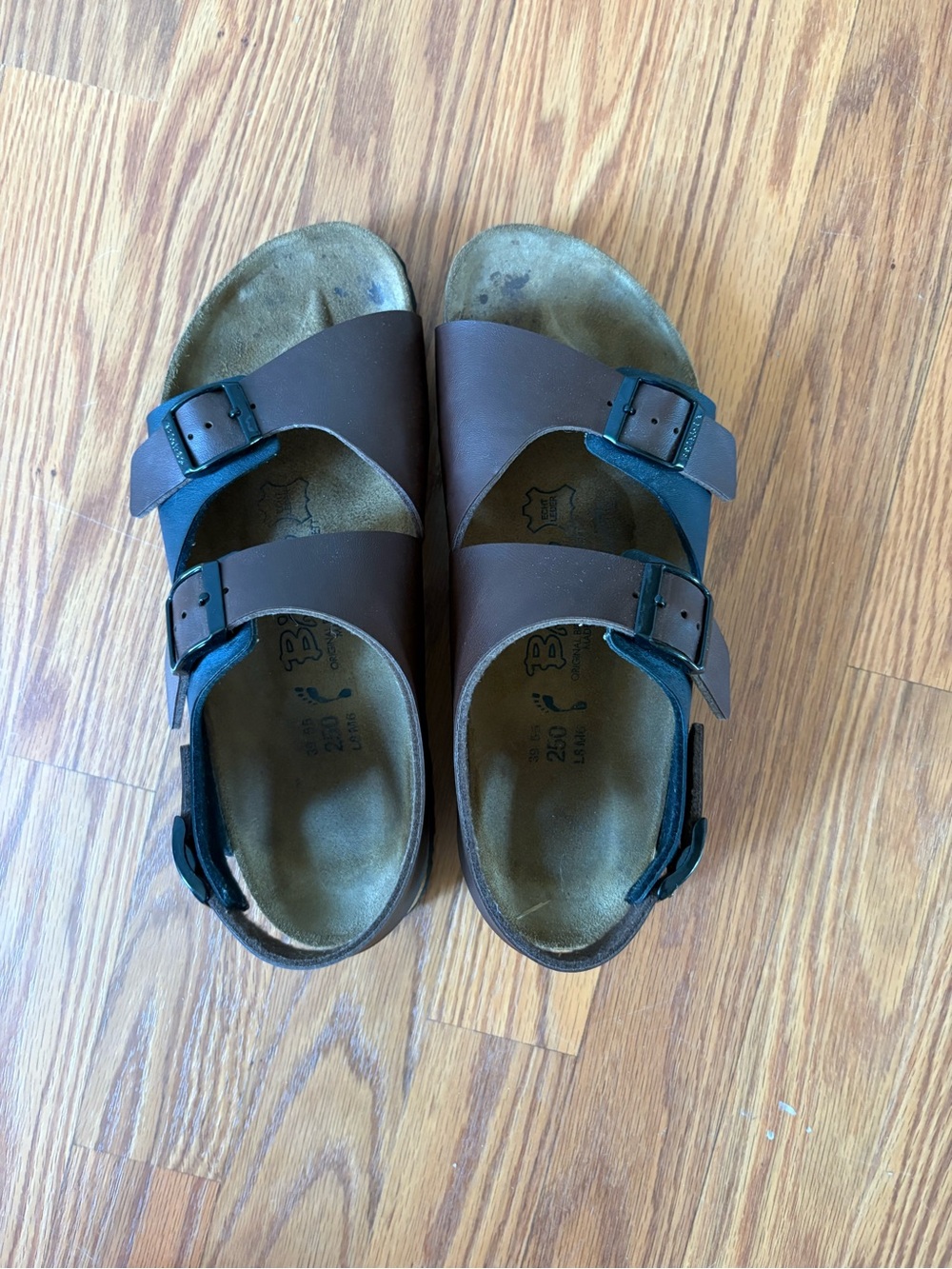 Birkenstock Milano Brown/Black Birko-Flor Sandals Size 39, Women’s 8-8.5